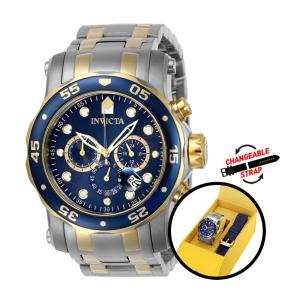 Relgio masculino profissional - 48 mm. Ao. Ouro com pulseira intercambivel 23668