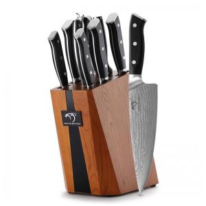 Conjunto de Facas NANFANG BROTHERS em Aço com Bloco de Bancada, 9 Peças, Preto