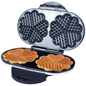 Máquina de Waffle Heart com Placa Antiaderente 1200W, ZZ WF330, Prateado