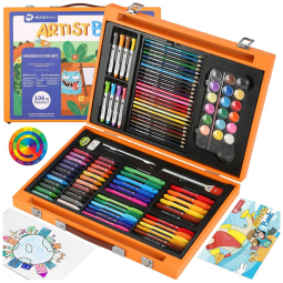 Kit de Pintura MEEDEN com 106 Peças e Caixa de madeira Portátil, Laranja