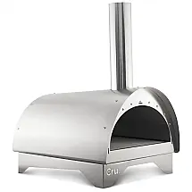 Forno de Pizza a Gás Portátil Aço Inoxidável com Exterior, Descascador de Pizza e Rake de Brasas, Cru Ovens, Prata