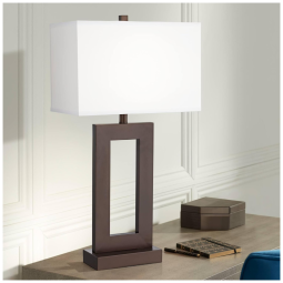 Luminária de Mesa Contemporânea em Metal, 360 LIGHTING 9R140, Marrom Escuro