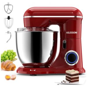 Batedeira Elétrica de Bancada 6.5 Litros 10 Velocidades em Aço Inoxidável, 110V 660W, AILESSOM, Vermelha