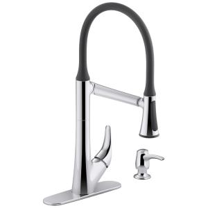 Torneira Cozinha Articulada com Pul Down Sprayer e Dispensador de Sabão, KOHLER R77764-SD-CP Arise, Cromada Polida