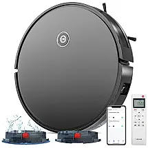 Aspirador de Pó Robô 2 em 1 com Conexão via APP WI FI e Notificações por Voz, 110V, PAVBSLE, Preto