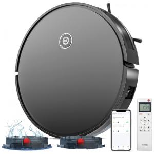 Aspirador de Pó Robô 2 em 1 com Conexão via APP WI FI e Notificações por Voz, 110V, PAVBSLE, Preto
