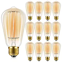 Lâmpada LED Vintage ST58, 60W Frio 4000K, 12 Un, FADIMIKOO, Branco