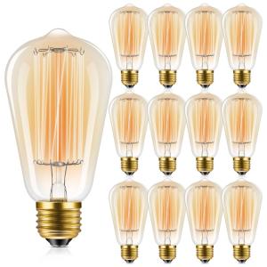 Lâmpada LED Vintage ST58, 60W Frio 4000K, 12 Un, FADIMIKOO, Branco