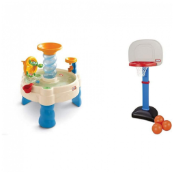 Kit Cesta de Basquete com 3 Bolas e Mesa Aquática Interativa, Little Tikes