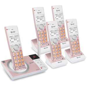 Telefone sem Fio com Secretária Eletrônica e Bloqueio de Chamada, 5 Unidades, ATT CL82557, Rosa