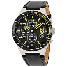 Relgio de Pulso Unissex Quartz Ao Inoxidvel Pulseira de Couro Resistente a, FERRARI, Preto