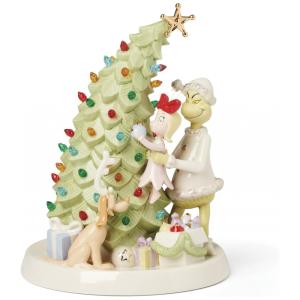 Figurinha Iluminada Lenox Merry Grinchmas em Porcelana Multicolorido com Detalhes em Ouro 24K, 24 cm
