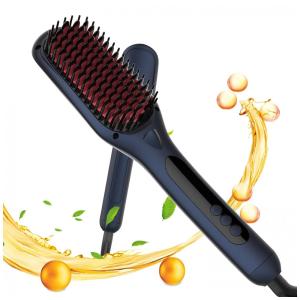 Escova Alisadora Elétrica 7MAGIC com 9 Configurações de Temperatura e Desligamento Automático, Bivolt, AEWZBTL KR005, Azul