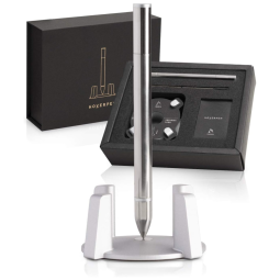 Novium Caneta Esferográfica Executiva Vertical com Tinta e Recarga de Alta Qualidade, Prata