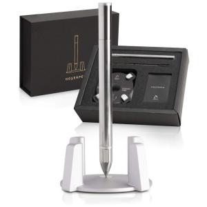 Novium Caneta Esferográfica Executiva Vertical com Tinta e Recarga de Alta Qualidade, Prata