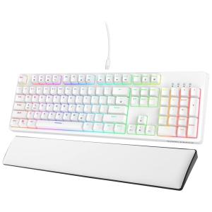 NB1041 Teclado Ergonômico Dividido Sem Fio Recarregável Reduz a Tensão das Mãos com Descanso de Pulso e Luz LED, LTC, Branco