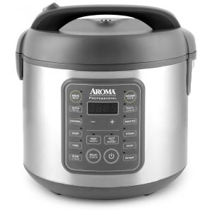 Panela de Arroz Elétrica até 20 xícaras não Cozidas com Painel de Controle, 110V 860W, Aroma Housewares 5200SG, Cinza