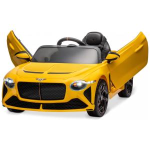 Carro Elétrico Infantil Bentley Bacalar a Bateria 12V com 3 Velocidades, Luzes LED e Controle Remoto, Kidzone, Amarelo