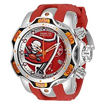 Relógio Masculino NFL Tampa Bay Buccaneers, Invicta 33088, Vermelho, Prata e Laranja