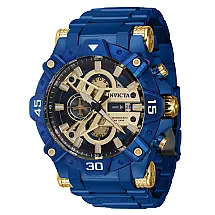 Relgio Masculino Aviador - 52mm. Ouro. Azul 40188