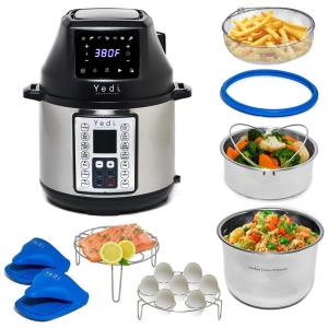 Tango Panela de Pressão Elétrica 2 em 1 Capacidade 6L, Aço Inoxidável, 110V 1500W, YEDI HOUSEWARE GV027, Prateado