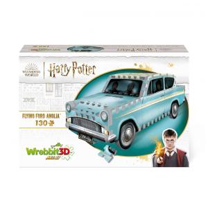 Quebra Cabeças 3D Harry Potter Flying Ford Anglia para Crianças e Adultos, 130 Peças, WREBBIT 3D W3D 0202, Marrom