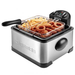 Fritadeira Elétrica Dupla a Óleo, 4,5 Litros de Capacidade, Aço Inoxidável, 110V 1700W, Chefman