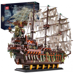 Kit de Construção Navio Holandês com 3653 Peças para 8 Anos ou mais, MOULD KING, Marrom