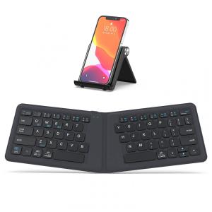 Teclado Ergonômo Dobrável Sem Fio Recarregável Reduz a Tensão das Mã com Suporte para iPhone, ICLEVER IC BK06, Preto