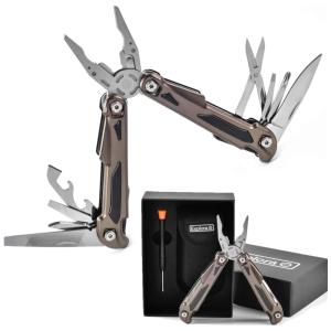 Explora Travel Gear Alicate Multifuncional 12 em 1, Aço Inoxidável, Bege