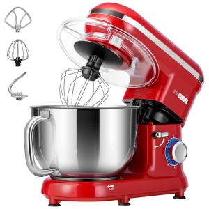 VIVOHOME Batedeira, Mixer, 650W 6 Velocidades 6L Vermelho 110V