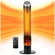 Aquecedor Elétrico Cerâmico Oscilante com Controle Remoto e Termostato, 1500W 110V, AKIRES, Preto