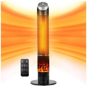 Aquecedor Elétrico Cerâmico Oscilante com Controle Remoto e Termostato, 1500W 110V, AKIRES, Preto