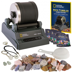 National Geographic Hobby Rock Tumbler Kit – Kit de Polimento de Pedras Brutas com 4 Grits, Ideal para STEM e Geologia, Polidor de Pedras