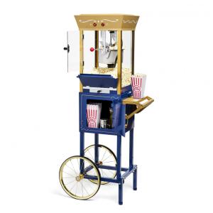 Pipoqueira Elétrica Carrinho Profissional Faz até 32 Xicaras com Panela de 236 mL, Nostalgia, 110V, Azul Marinho e Dourado