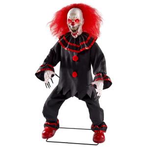 Palhaço Assustador Animatronico com Som, Movimento e Luz para Decoração de Halloween