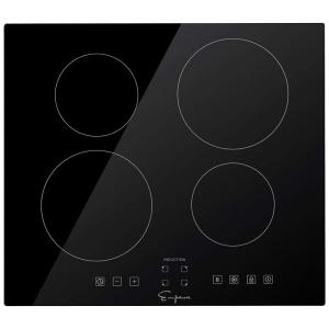Cooktop Elétrico de Indução 24" 60cm para Embutir, com 4 Queimadores em Vidro Cerâmico, 110V 2700W, Empava, Preto