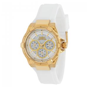 Relógio Feminino Aviator com Mostrador Madrepérola, Invicta 37298, Branco e Dourado