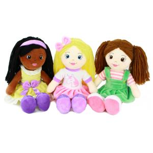 Boneca de Pano Playtime by Eimmie - Conjunto de 3 Peças com Corpo de Tecido Sensorial Lavável para Meninas e Meninos de 2 Anos de Idade