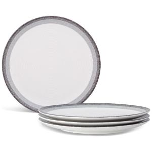 Conjunto de Pratos para Jantar com 4 Peças, Formato Redondo, Design Moderno e Material de Porcelana, Noritake G038-406D, Cinza e Branco