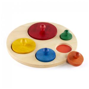 Quebra-cabeça de círculos em madeira Guidecraft Circle Sorter com pinos coloridos para bebês e crianças pequenas