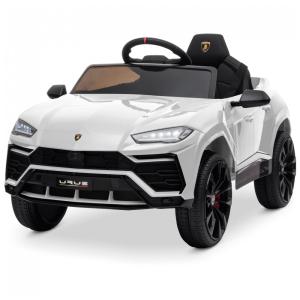 Carro, Carrinho Lamborghini Urus Elétrico Infantil a Bateria 12V 1 Assento com 3 Velocidades Luz LED e Suspensão de Mola, Branca, KIDZONE