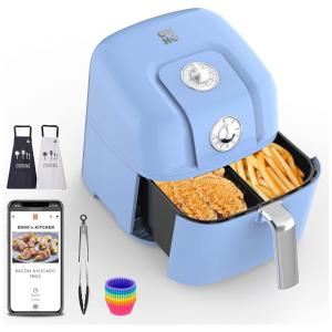 Retro Fritadeira Elétrica AirFryer 8L de Capacidade com Desligamento Automático, 1800W, 110v, OHHO, Azul