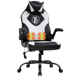 Cadeira Gamers BestOffice, Ergonômica, Com Massagem, Couro PU, 360 Graus, Branco