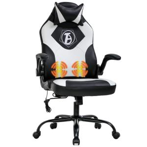 Cadeira Gamers BestOffice, Ergonômica, Com Massagem, Couro PU, 360 Graus, Branco