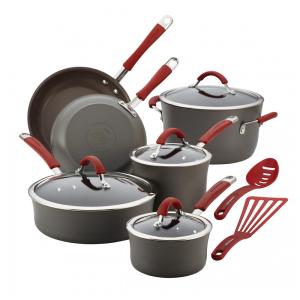 Conjunto de Panelas e Frigideiras Antiaderentes Anodizadas, 12 Peças, RACHAEL RAY 87630, Cinza