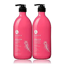 Shampoo e Condicionador Infusão de Queratina Suaviza e Nutre Aumenta Elasticidade 1L, L LUSETA, Rosa escuro