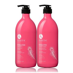 Shampoo e Condicionador Infusão de Queratina Suaviza e Nutre Aumenta Elasticidade 1L, L LUSETA, Rosa escuro