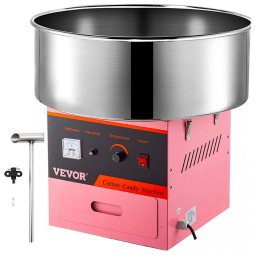 Máquina de Algodão Doce Elétrica com Tigela em Aço Inoxidável, 1030W, 110v, VBENLEM Cotton Candy Machine, Rosa