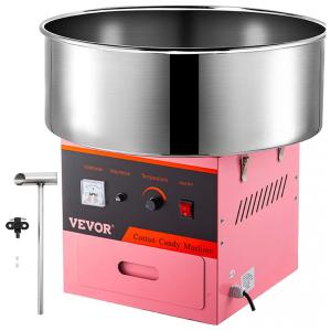 Máquina de Algodão Doce Elétrica com Tigela em Aço Inoxidável, 1030W, 110v, VBENLEM Cotton Candy Machine, Rosa
